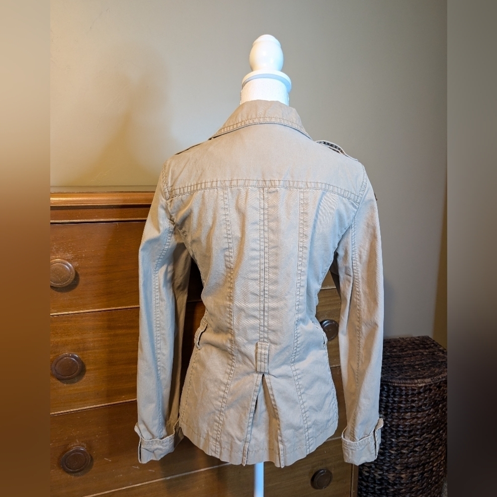Ann Taylor Brushed Khaki Cargo Summer Jacket Casual Blazer Size L - Picture 7 of 14